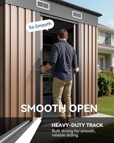 Metal Outdoor Storage Shed with Lockable Sliding Door 6x4FT - Image 4