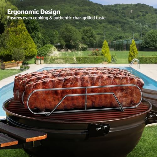 Sorbus Rib Rack for Smoking, Grill Roasting Stand (XL, Stainless Steel) - Image 5