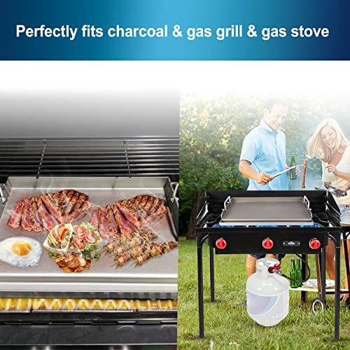17" Flat Top Griddle for Gas Grill, Cast Iron Grill Plate Insert 17x13 Inch Griddle Cooking Plate Compatible with Weber Charbroil Camp Chef for Outdoor BBQ - Image 2