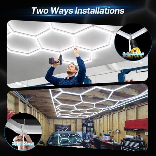 HYPERLITE Gen II Hexagon Garage Lights: 168W 16800LM 5 Grids Hexagon Led Light, 6500K Ultra Bright Honeycomb Hex Lights, Durable Design for Garage, Shop, Basement, Barber, Homegym - Image 5