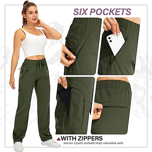 Toomett Women‘s Hiking Cargo Pants UPF 50 Quick Dry with Zipper Pockets - Image 6