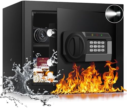 1.8 Cuft Small Fireproof Safe for Home Use, Safe Box Fireproof Waterproof with Programmable Keypad, Spare Keys and Removable Shelf, Digital Home Security Safety Box for Money Documents Medicines by SAFE