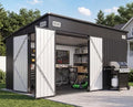 8'x12' Lean to Shed Metal Storage Shed with Floor,Triple Door by Breezestival