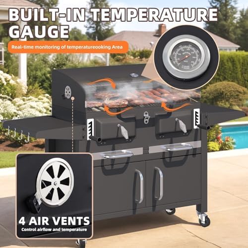 36 In Large Charcoal Grill with Storage Cabinet - Image 6
