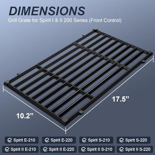 7637 Grill Parts for Weber Spirit E210, 17.5 Inch Grill Grates for Weber Spirit E210, E220, S210, S215 with Front Control,Replacement Parts for Weber Spirit 200 & GS4 Spirit II E210, Spirit II E220 - Image 2