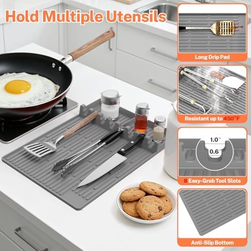 Silicone Grill Mat Compatible with Blackstone, BBQ Griddle Tool, Grey - Image 5