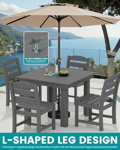 SERWALL HDPE Outdoor Square Dining Set for 4 - Image 4