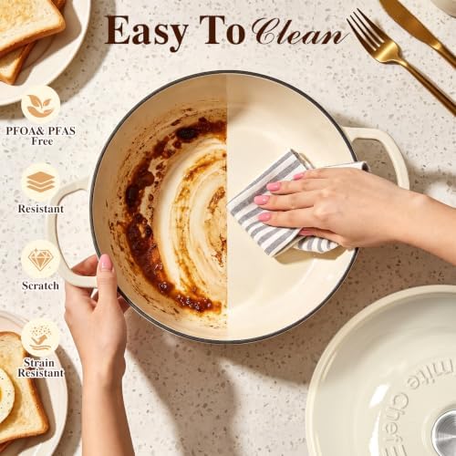 Umite Chef 6QT Enameled Cast Iron Dutch Oven for Bread Baking - Image 7
