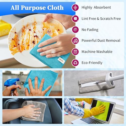 FIXSMITH Microfiber Cleaning Cloth - Pack of 24, Multi-Functional Cleaning Towels, Size: 12 x 16 in, Highly Absorbent Cleaning Rags, Lint-Free, Streak-Free Cleaning Cloths for Car Kitchen Home Office - Image 4