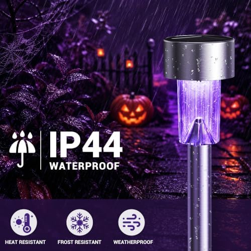GIGALUMI 24 Pack Purple Solar Halloween Lights,Outdoor Halloween Decoration - Image 2