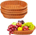 5 Pack 13.8 Inch Oval Poly Wicker Baskets, Plastic Oval Wicker Baskets, Rustic, Durable & Easy-Cleaning Wicker Bread Basket, for Home, Restaurant & Hotel Use, Brown by Geytetqi