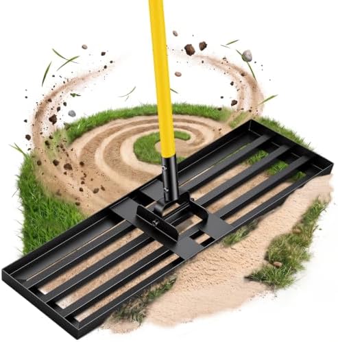Lawn Leveling Rake, 30"x10" Heavy Duty Sand Leveling Tool with 7FT Long Handle, Steel Golf Rake for Soil, Compost, Gravel, Lawn Leveler for Yard, Garden, Golf Course, Landscaping Level Tool by BlumeTrec