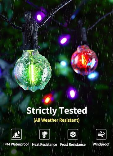 Brightown Outdoor String Lights 29 Feet G40 LED Patio Lights, RGB, Remote - Image 3