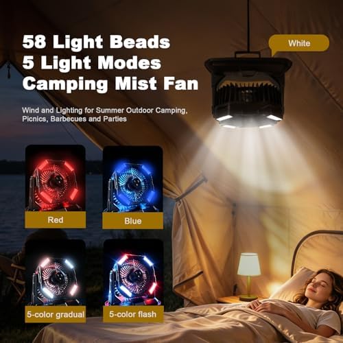 20000mAh Portable Misting Fan with 10L Large Water Bucket, 3-Speed Outdoor Floor Fan with Mist, USB Rechargeable Battery Powered Misting System for Patios, Camping, Beach, Golf and Picnic - Image 4