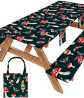 Picnic Table Cover with Bench Covers Elastic Tablecloth Camping Essentials Table Cloth Outdoor Glamping Cool Fun Unique Ideas Birthday Camping Gifts for Mother Mama Mommy Mom from Daughter Son Black by Wrakus