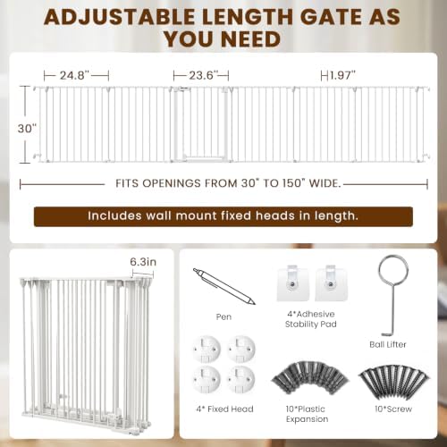 Mumeasy 150" Extra Wide Baby Gate, Play Yard Long Dog Gate for Doorways - Image 2