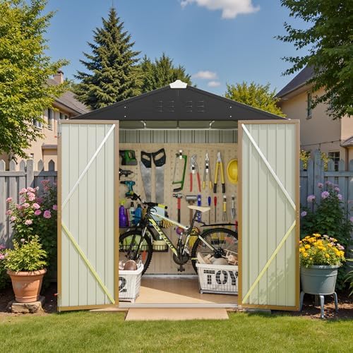 Greesum 6x4FT Outdoor Storage Shed, Brown - Image 3