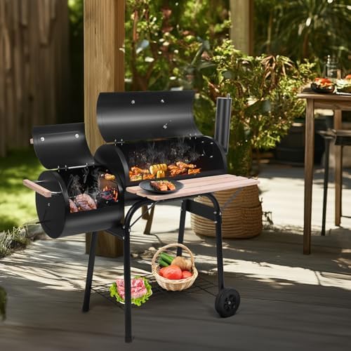 Outvita BBQ Charcoal Grill, Outdoor Patio Barbecue Cooker, Offset Smoker - Image 6