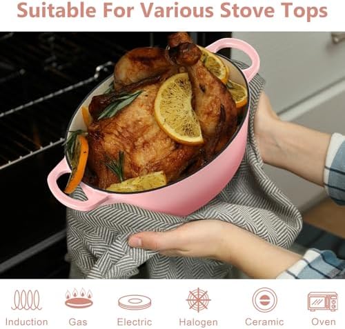 TeamFar Oval Dutch Oven, 5qt Enameled Cast Iron Dutch Oven Pot with Lid - Image 6