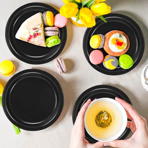 50 Count Dessert Plates 7 Inches Black Paper Plates Disposable Tableware - Image 6