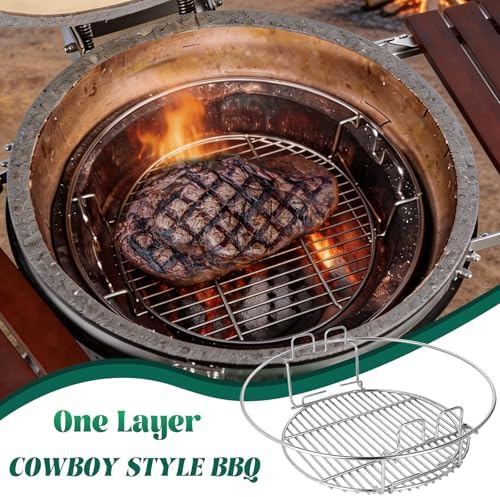 Eggspander for Large Big Green Egg 5 Piece Kit BGE Stainless Grill Expander Rack Conveggtor Basket Half Moon Cooking Stack Rack Extender Grate Pizza Rotisserie Smoking Rib Rack - Image 2