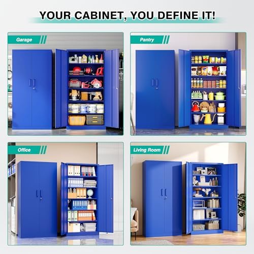 SISESOL Blue Metal Storage Cabinet with 6 Shelves,71" Garage Storage Cabinet with Lock,6 Tier Steel Cabinets with Locking Doors,Lockable Cabinets for Home,Office,Shop,Garage - Image 5