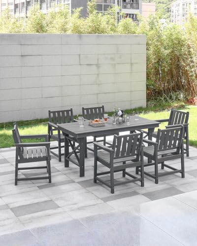 Patio Dining Chair Set of 2, HDPE Outdoor Dining Chair, Ergonomic HDPE Dining Chairs with Deep Seating, All Weather Outdoor Chairs Furniture for Backyard, Deck, Garden, Poolside, Smoke Gray - Image 2