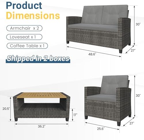 Wisteria Lane Patio Furniture Set, Wicker Outdoor Furniture for All Weather - Image 2