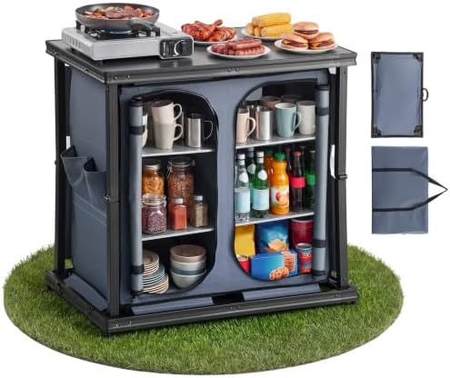 VEVOR Folding Camping Storage Cabinet, Outdoor Portable Lightweight Table by VEVOR
