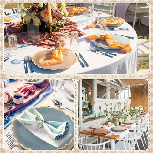 96 Pcs Morandi Color Paper Plates 9 Inch Pastel Scalloped Disposable Colored Boho Dinner Dessert Paper Plates for Birthday Wedding Bridal Party Supplies, 6 Colors - Image 5
