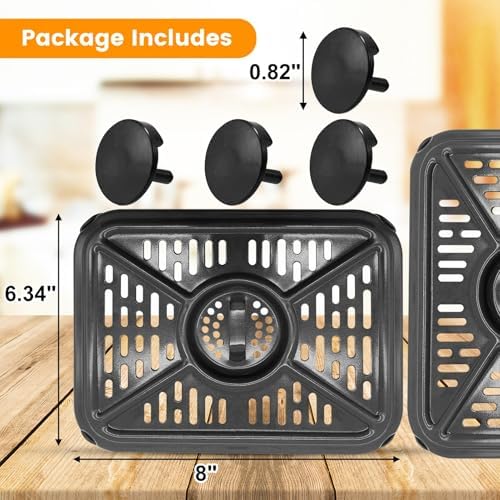 Air Fryer Grill Pan for Ninja Foodi DZ302 DZ401 DZ550 10QT DualZone Air Fryers, Air Fryer Crisper Plate Grill Plate Rack Replacement Parts Tray Accessories with Rubber Bumpers, Dishwasher Safe - Image 2