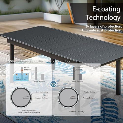 MIXPATIO Outdoor Expandable Table for 6-8, Large Metal Dining Table - Image 5
