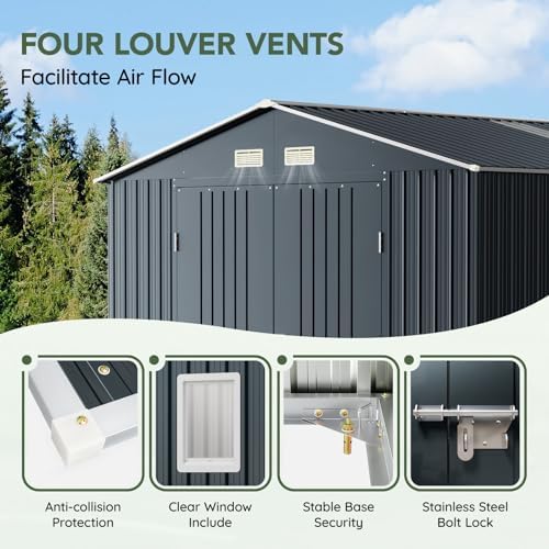 10 x 12 FT Metal Storage Shed for Backyard Nightblue - Image 4