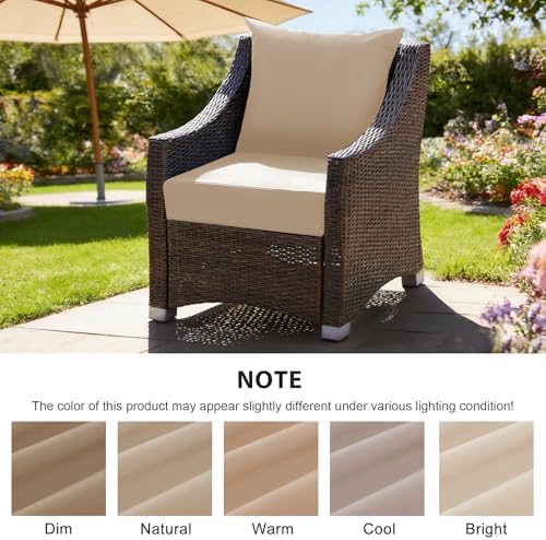 Outdoor Deep Seat Cushion Set, 24x24 Inch, Beige, Set of 2 - Image 6