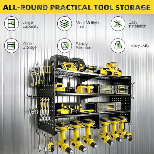 Power Tool Organizer Wall Mount, 4 Tier Heavy Duty Tool Storage Rack - Image 4