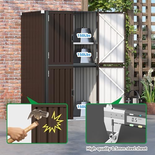 AECOJOY Outdoor Storage Cabinet Waterproof, 70'' Large Vertical with Floor - Image 6