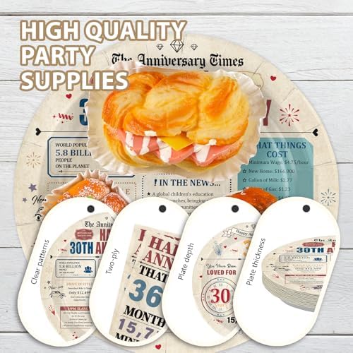 96 Pcs Happy 30th Anniversary Party Decorations, Serves 24 - Image 5