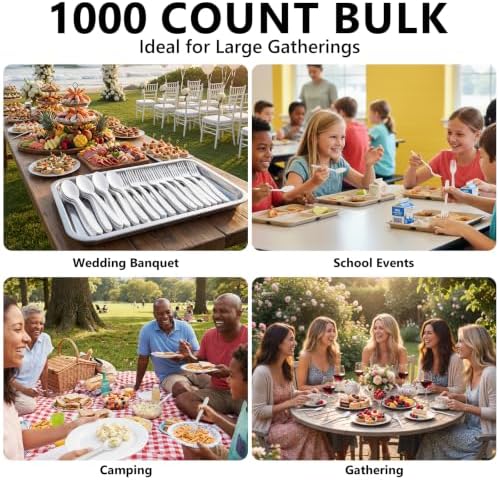 SACATR 100 Count White Plastic Silverware Heavy Duty -Forks,Spoons - Image 6