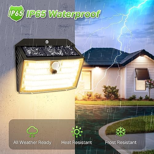 [12 Packs] Solar Motion Lights Outdoor, Ultra Bright Solar Fence Lights with Motion Sensor, IP65 Waterproof Security Light 3 Modes, 270° Lighting Angle, Wall Lights for Deck Patio Fence Garage Door - Image 6