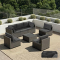 Patio Furniture Set - All-Weather - 7 Piece Patio Outdoor Conversation Set, Modular Wicker Rattan Sectional Sofa for Backyard, Garden, Poolside, Balcony, Porch, Patio,Black/Dark Gary by Unknown