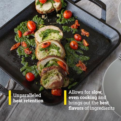 Lodge 11" Cast Iron Square Griddle - Chef Collection - For Indoor & Outdoor Cooking - Superior Heat Retention - Durable Cast Iron - Seasoned Kitchen Griddle (Pack of 2) - Image 4