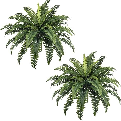 FOREST PRINCE 35" Fake Ferns Artificial Bush Plants for Outdoors, 2-Pack by ForestPrince