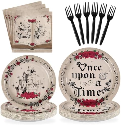 96 Pcs Once Upon a Time Party Decorations for Girls, Serves 24 by Greencian