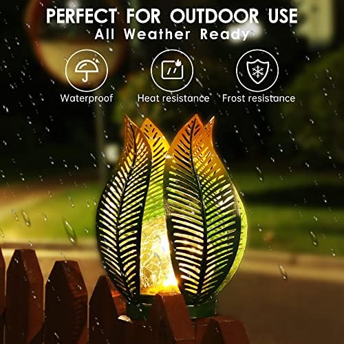 Solar Garden Lights Outdoor Decorations Garden Decor,Crackle Globe Glass,Gardening Gifts Waterproof Solar Lights for Outdoor Decor Patio,Lawn,Balcony,Porch,Yard Art - Image 5