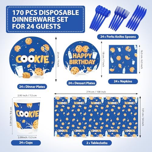 170Pcs Milk and Cookies Birthday Party Decorations for Kids, Serves 24 - Image 2