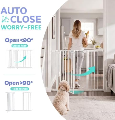 Sekey 36.2" Tall Baby Gate for Stairs, 30-46" No Drilling Dog Gate - Image 3