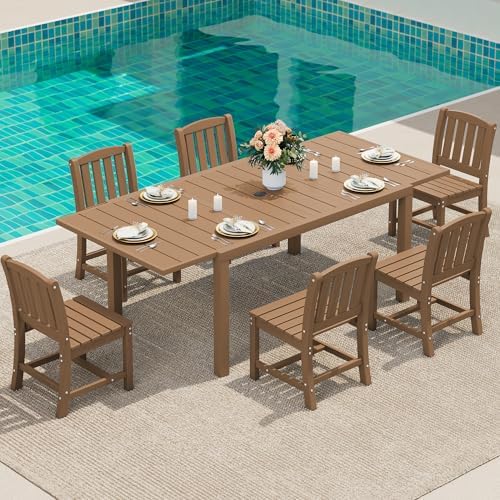 SERWALL Outdoor Patio Dining Set for 6, Brown by SERWALL