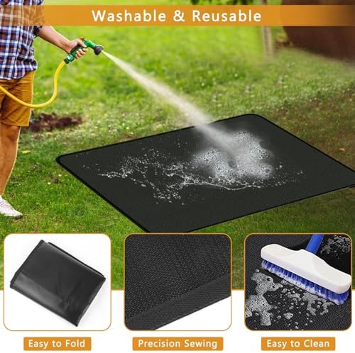 Anze Under Grill Mat for Outdoor Grill, 38 x 65 Inch Anti-Slip BBQ Floor Mats, Easy to Clean Reusable Fireproof Grill Pad, Oil-Proof Waterproof Protector for Indoor Fireplace Pit Mat - Image 4