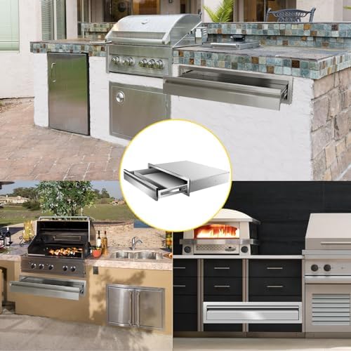 Outdoor Kitchen Drawers 30" W x 6.5"H x 23"D Flush Mount Single BBQ Drawers Built-in Stainless Steel Drawer for Outdoor Kitchen Island, Patio Grill Station - Image 6
