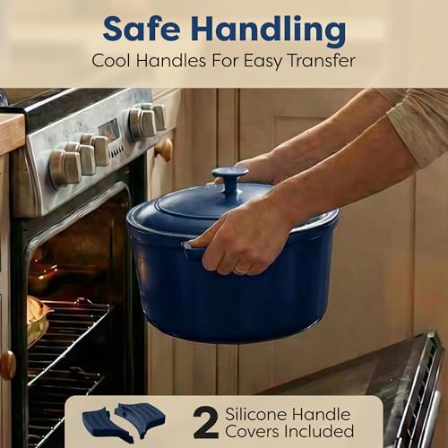 Gotham Steel 5 Qt Lightweight Dutch Oven Pot with Lid & Holders, Ceramic Non Toxic, Oven Safe & Even Heat Retaining Dutch Oven for Bread Baking Sourdough, Soup, Casserole, 70% Lighter than Cast Iron - Image 5